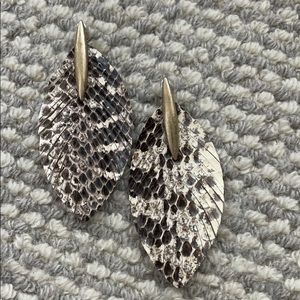 Snakeskin faux leather statement earrings